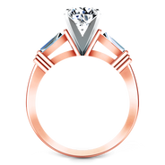Three Stone Diamond EngagementRing Structural Tapered Baguette 14K Rose Gold