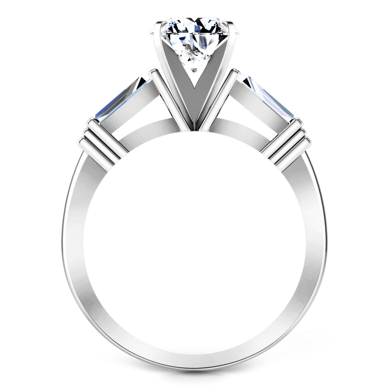 Three Stone Engagement Ring Structural Tapered Baguette 14K White Gold