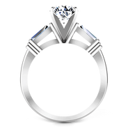 Three Stone Engagement Ring Structural Tapered Baguette 14K White Gold