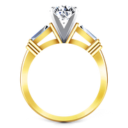 Three Stone Diamond Engagement Ring Structural Tapered Baguette 14K Yellow Gold