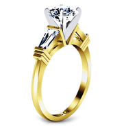 Three Stone Diamond Engagement Ring Structural Tapered Baguette 14K Yellow Gold