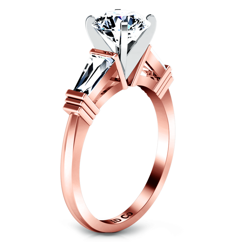 Three Stone Diamond EngagementRing Structural Tapered Baguette 14K Rose Gold