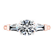 Three Stone Diamond EngagementRing Structural Tapered Baguette 14K Rose Gold