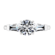 Three Stone Engagement Ring Structural Tapered Baguette 14K White Gold