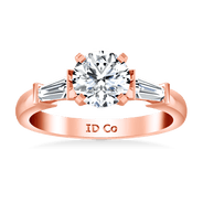 Pave Diamond Engagement Ring Classic Baguette 14K Rose Gold