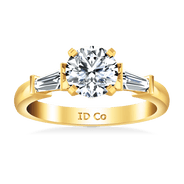 Pave Diamond EngagementRing Classic Baguette 14K Yellow Gold