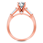 Pave Diamond Engagement Ring Classic Baguette 14K Rose Gold