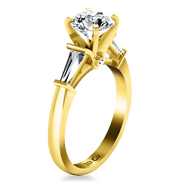 Pave Diamond EngagementRing Classic Baguette 14K Yellow Gold