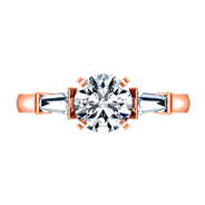 Pave Diamond Engagement Ring Classic Baguette 14K Rose Gold