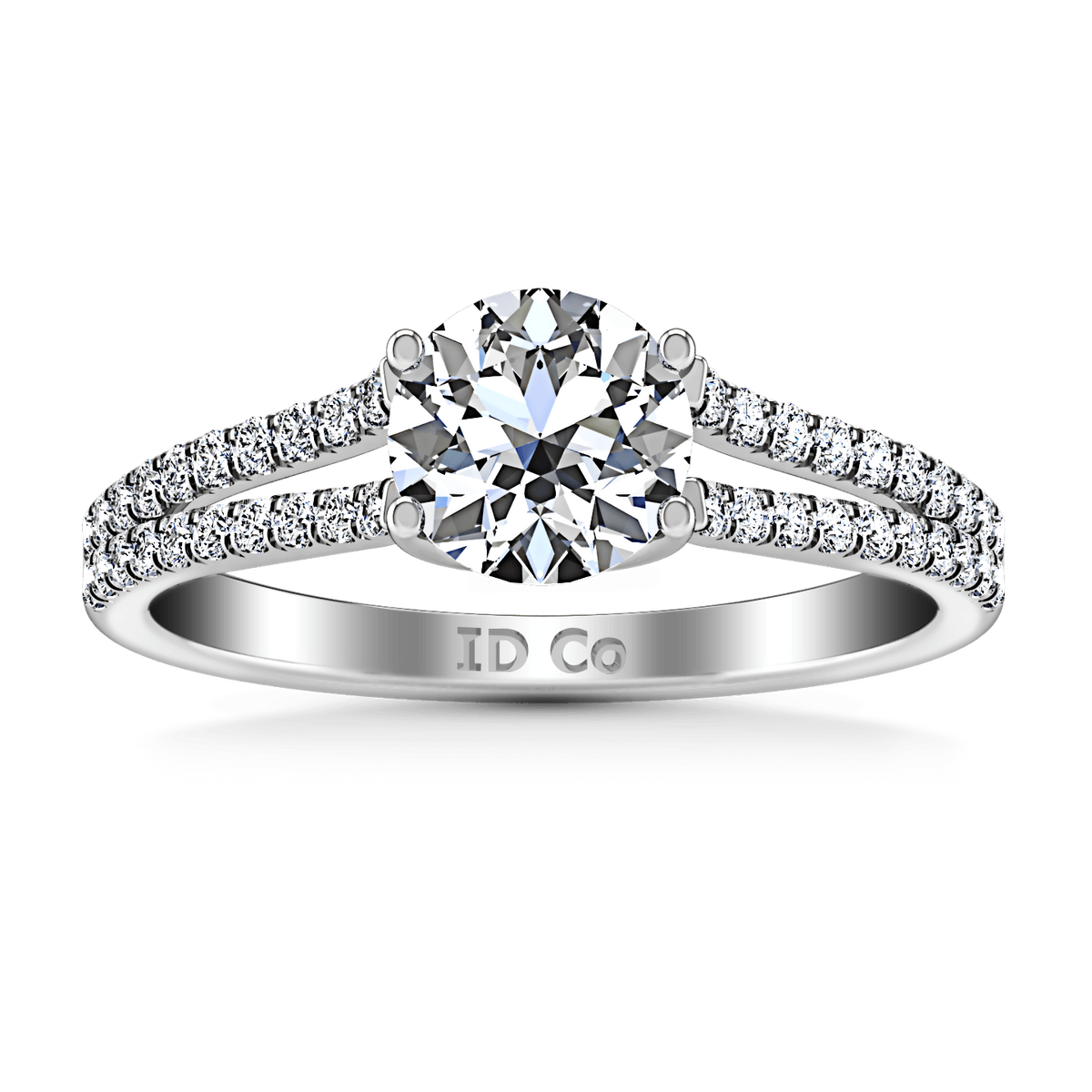 Round Diamond Pave Engagement Ring Dream 14K White Gold