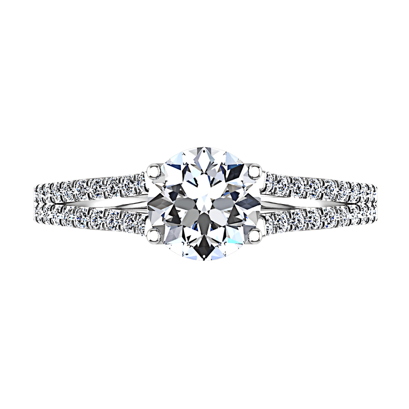 Round Diamond Pave Engagement Ring Dream 14K White Gold
