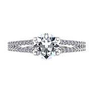Round Diamond Pave Engagement Ring Dream 14K White Gold