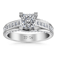 Pave Princess Cut Diamond Engagement Ring Isabella 14K White Gold