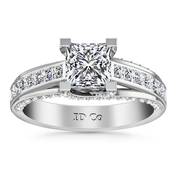 Pave Princess Cut Diamond Engagement Ring Isabella 14K White Gold