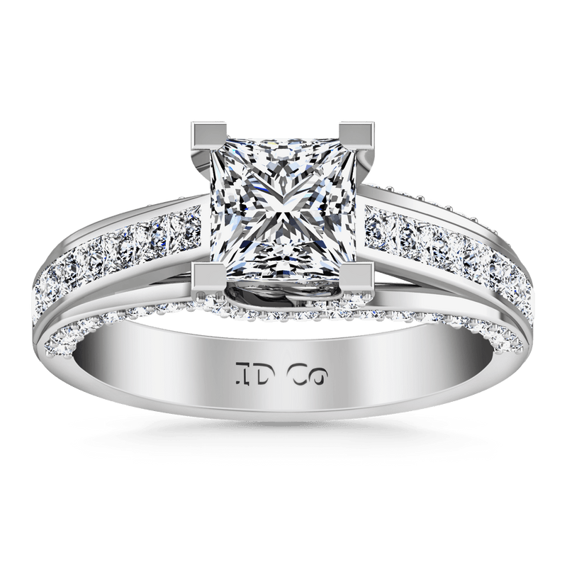 Pave Princess Cut Diamond Engagement Ring Isabella 14K White Gold