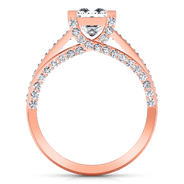 Pave Diamond Princess Cut Engagement Ring Isabella 14K Rose Gold