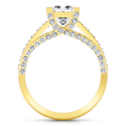 Pave Princess Cut Engagement Ring Isabella 14K Yellow Gold