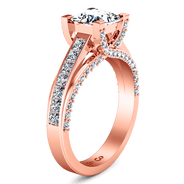 Pave Diamond Princess Cut Engagement Ring Isabella 14K Rose Gold
