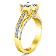 Pave Princess Cut Engagement Ring Isabella 14K Yellow Gold