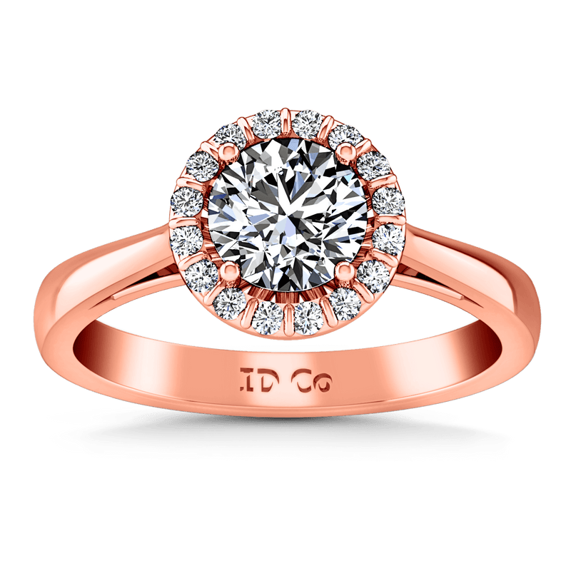 Halo Diamond Engagement Ring Soleil 14K Rose Gold