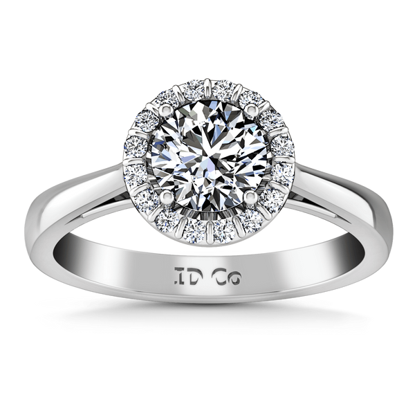 Round Diamond Halo Engagement Ring Soleil 14K White Gold