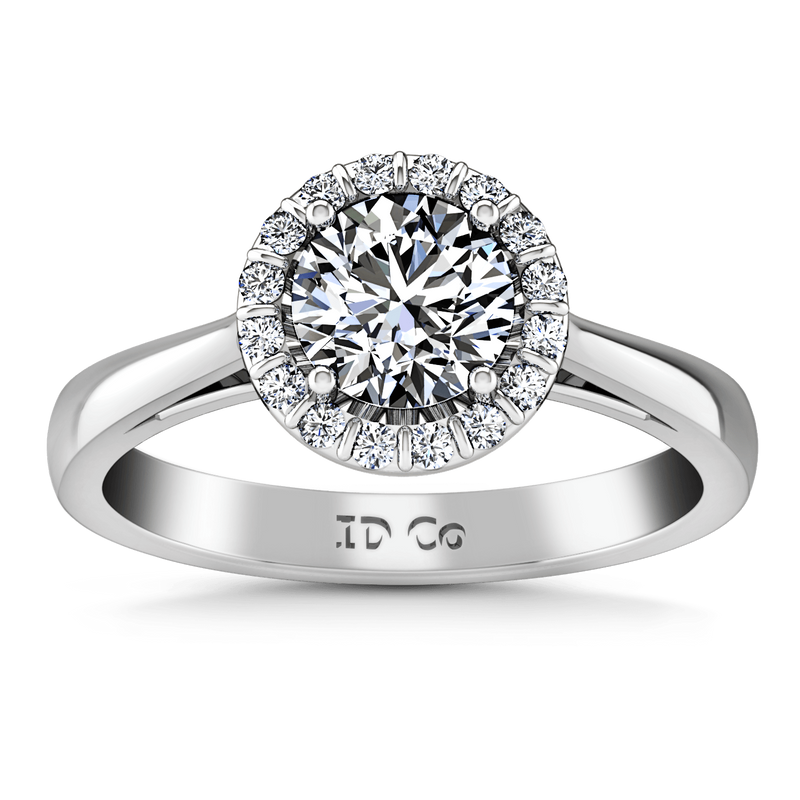 Round Diamond Halo Engagement Ring Soleil 14K White Gold