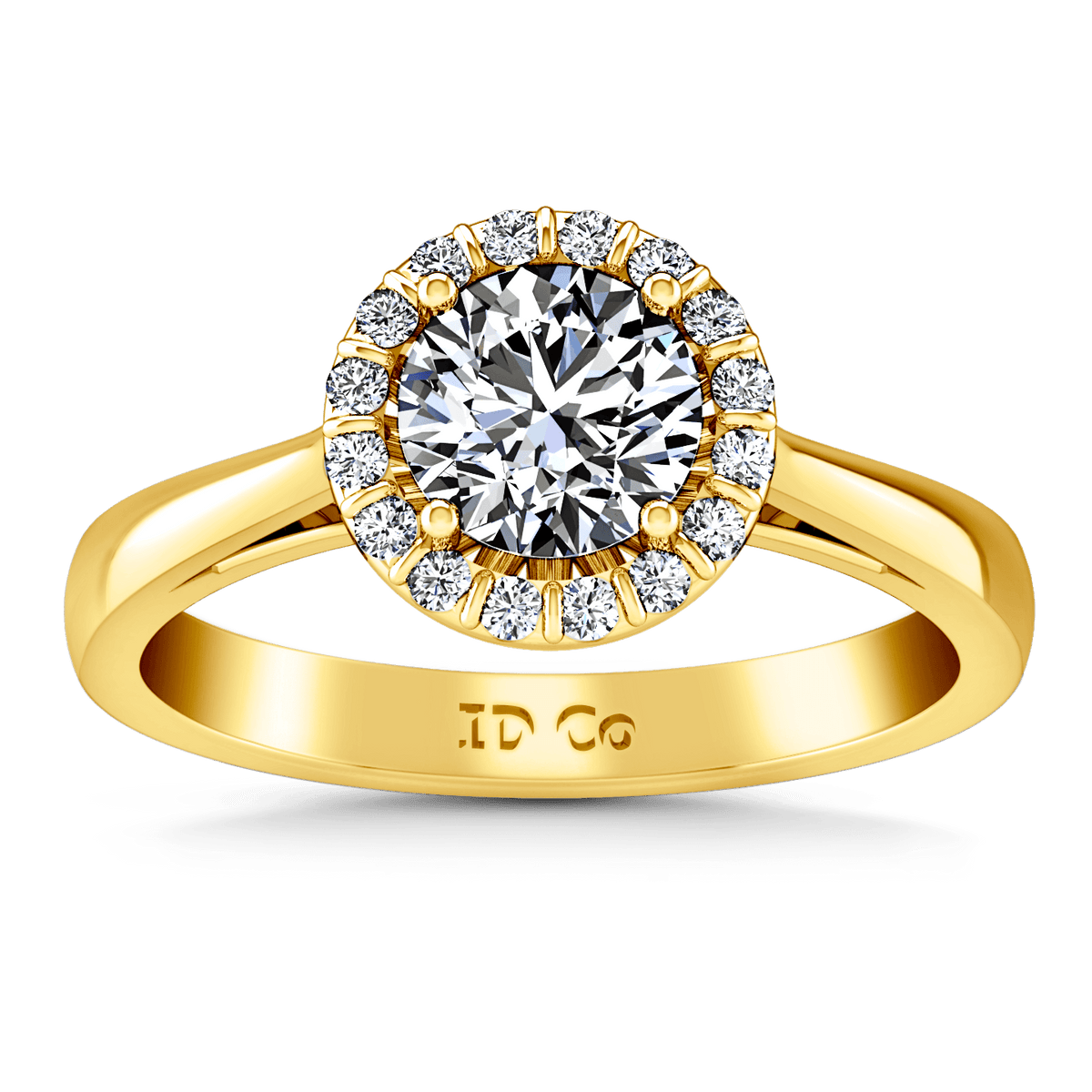 Halo Diamond Engagement Ring Soleil 14K Yellow Gold
