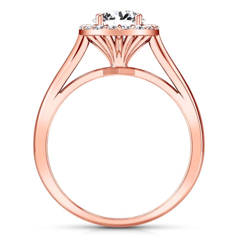 Halo Diamond Engagement Ring Soleil 14K Rose Gold