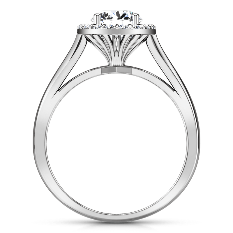 Round Diamond Halo Engagement Ring Soleil 14K White Gold