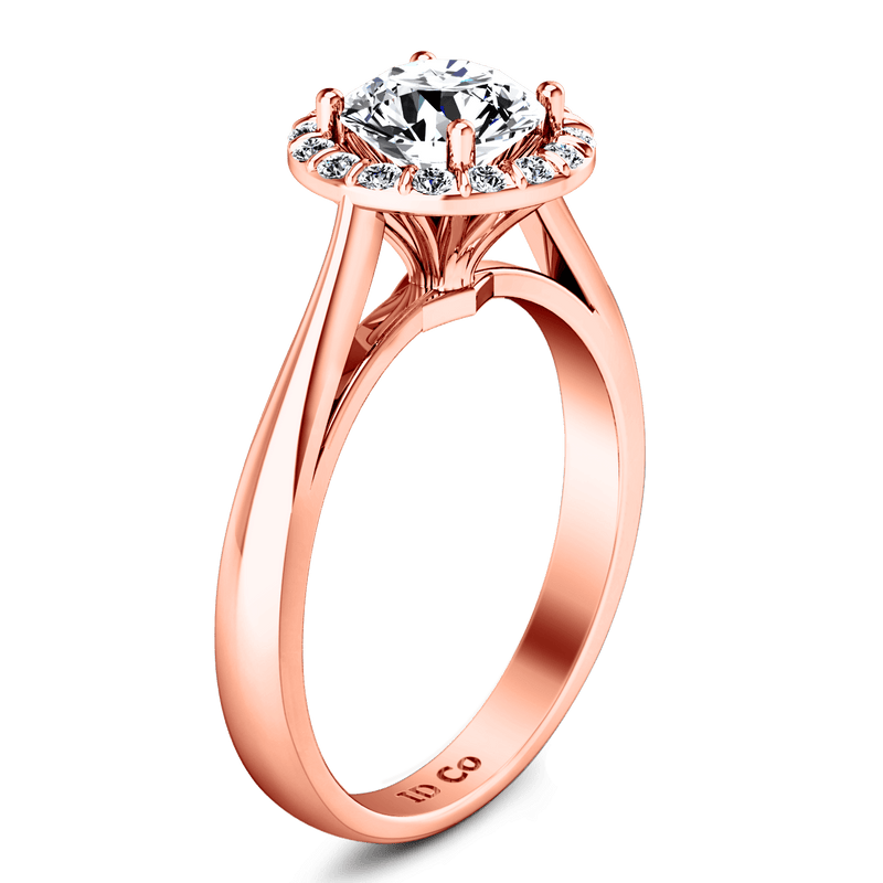 Halo Diamond Engagement Ring Soleil 14K Rose Gold