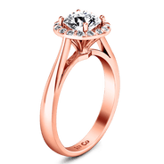 Halo Diamond Engagement Ring Soleil 14K Rose Gold