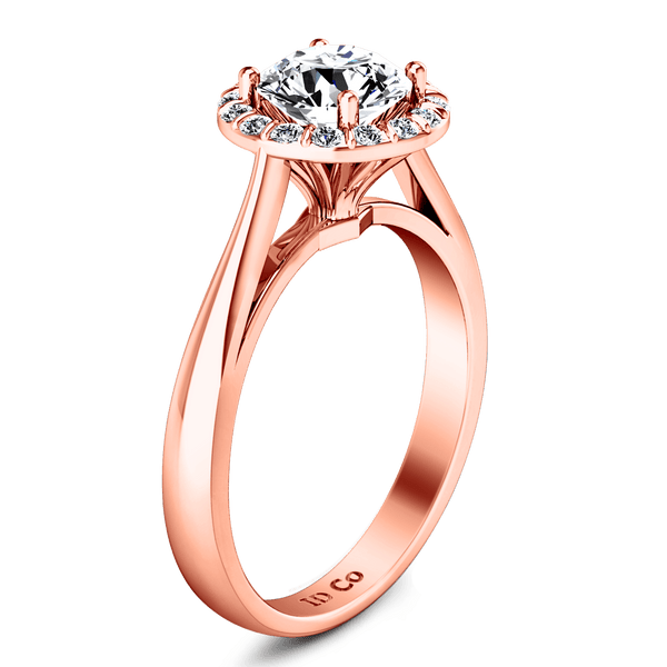 Halo Diamond Engagement Ring Soleil 14K Rose Gold