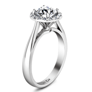 Round Diamond Halo Engagement Ring Soleil 14K White Gold