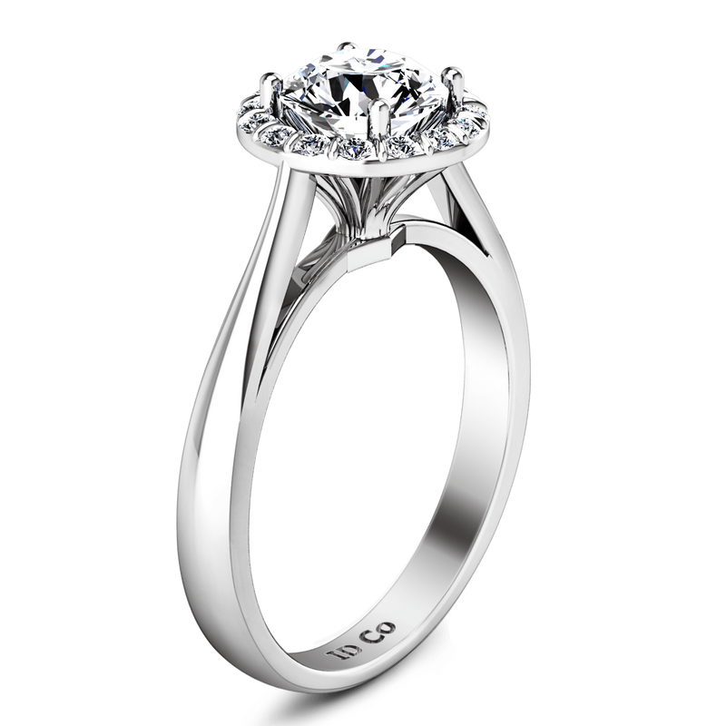 Round Diamond Halo Engagement Ring Soleil 14K White Gold