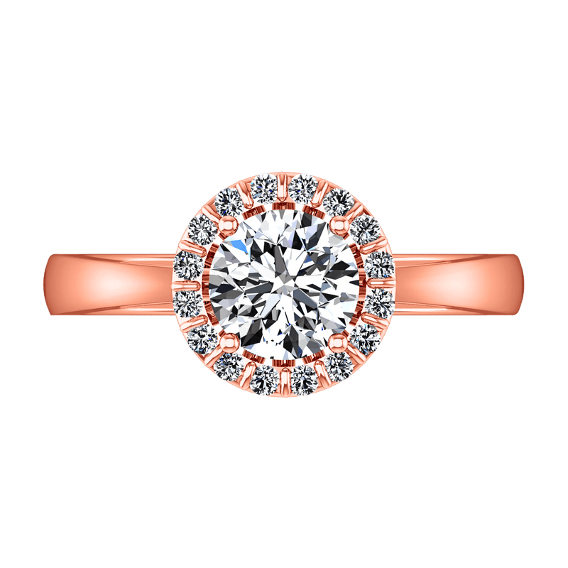 Halo Diamond Engagement Ring Soleil 14K Rose Gold