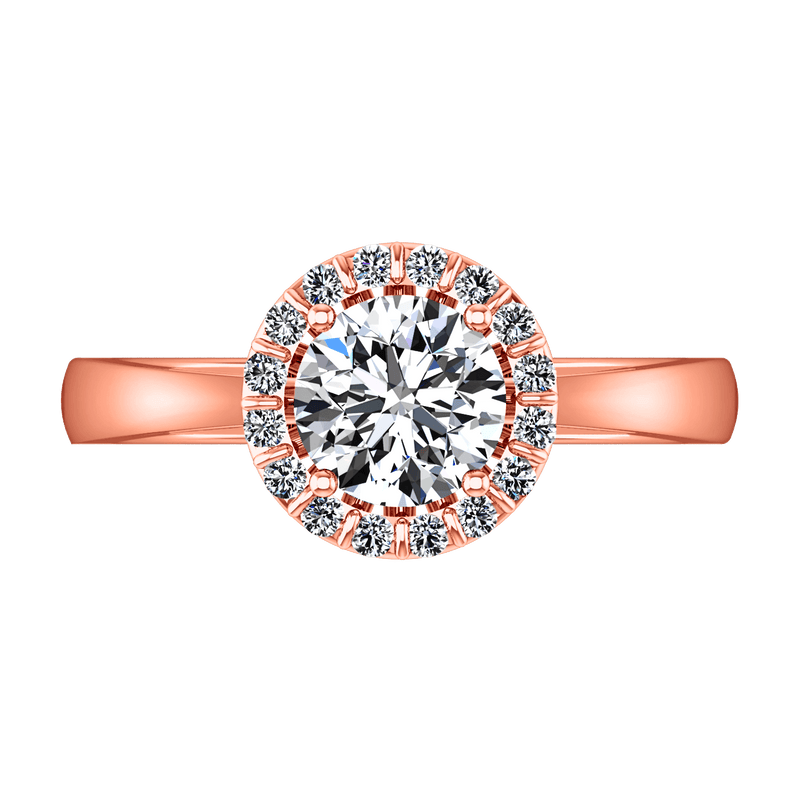 Halo Diamond Engagement Ring Soleil 14K Rose Gold