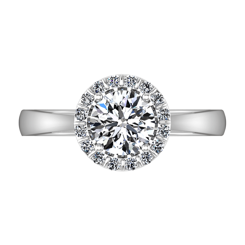 Round Diamond Halo Engagement Ring Soleil 14K White Gold