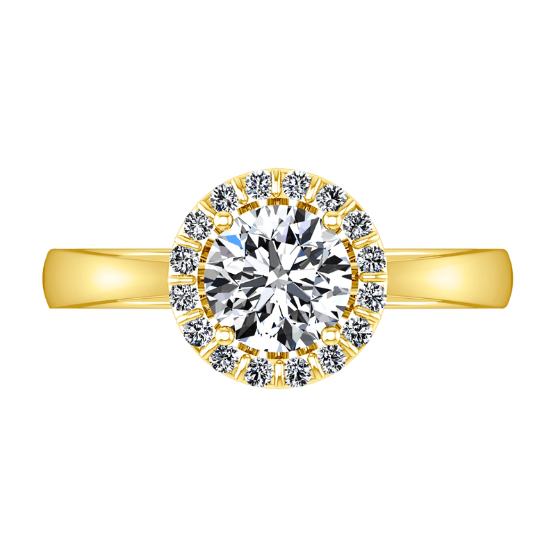 Halo Diamond Engagement Ring Soleil 14K Yellow Gold