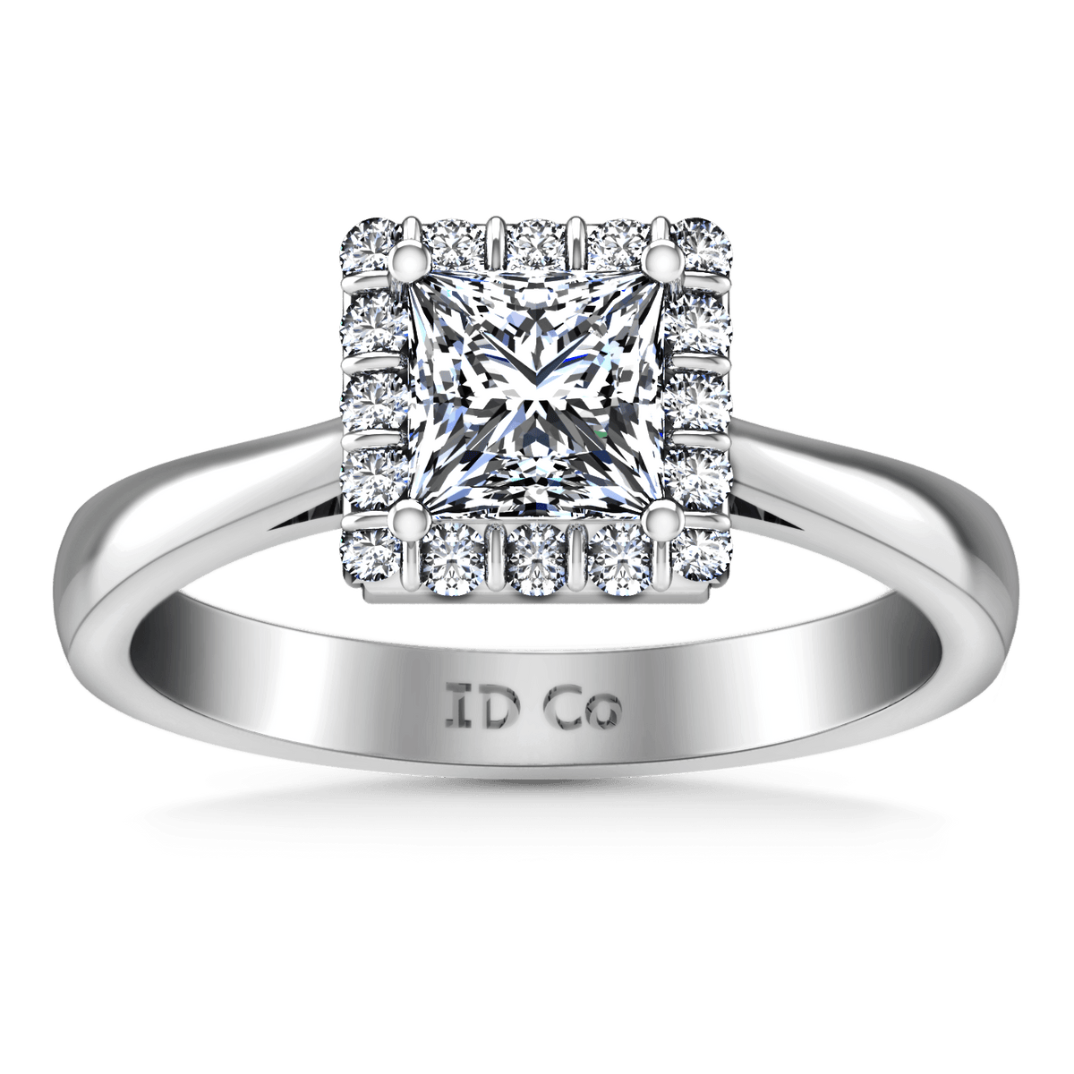 Halo Princess Cut Diamond Engagement Ring Lumiere 14K White Gold