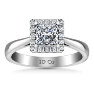 Halo Princess Cut Diamond Engagement Ring Lumiere 14K White Gold
