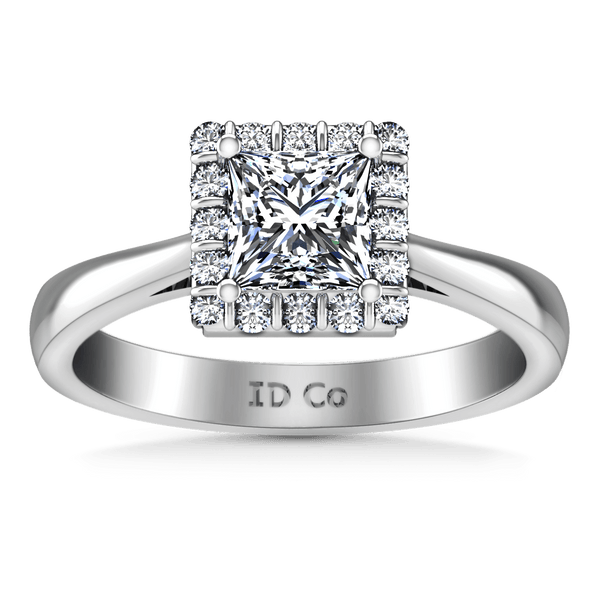 Halo Princess Cut Diamond Engagement Ring Lumiere 14K White Gold
