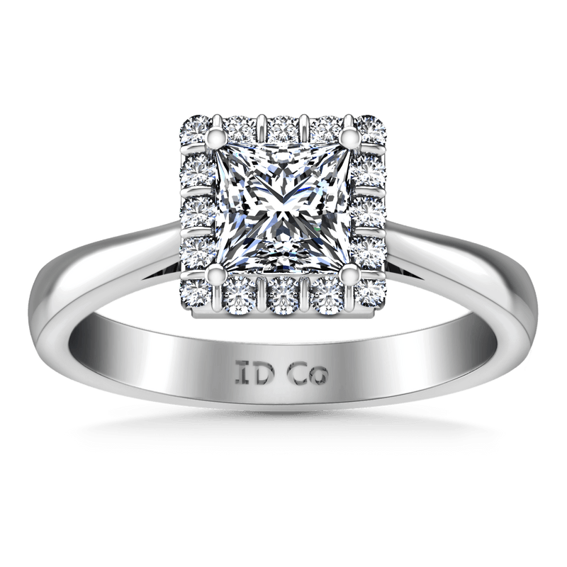 Halo Princess Cut Diamond Engagement Ring Lumiere 14K White Gold