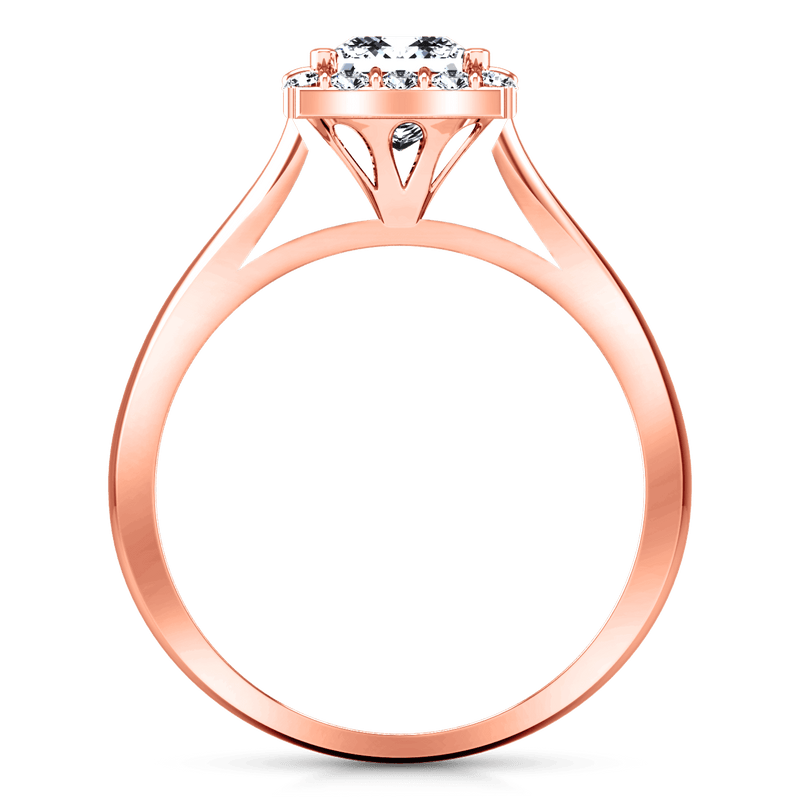 Halo Diamond Princess Cut Engagement Ring Lumiere 14K Rose Gold