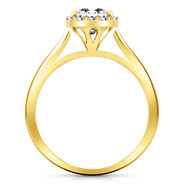 Halo Diamond Princess Cut Engagement Ring Lumiere 14K Yellow Gold