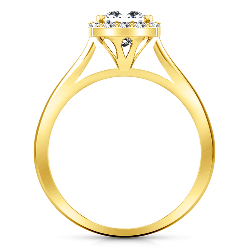 Halo Diamond Princess Cut Engagement Ring Lumiere 14K Yellow Gold
