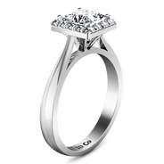 Halo Princess Cut Diamond Engagement Ring Lumiere 14K White Gold