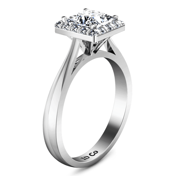 Halo Princess Cut Diamond Engagement Ring Lumiere 14K White Gold