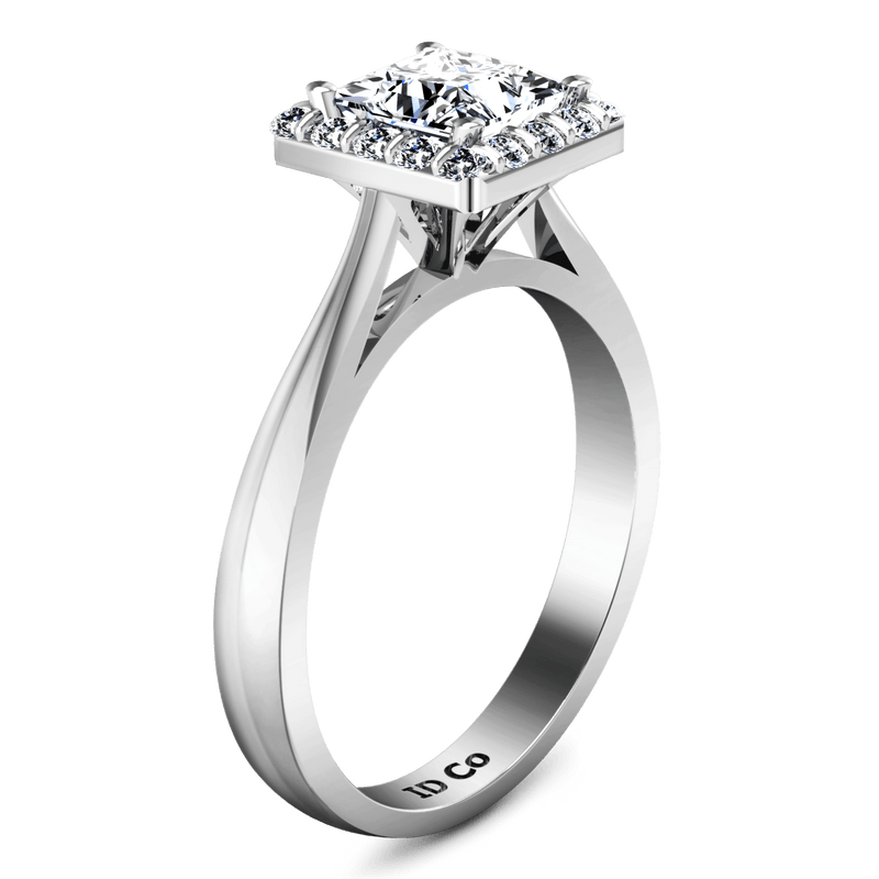 Halo Princess Cut Diamond Engagement Ring Lumiere 14K White Gold