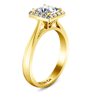 Halo Diamond Princess Cut Engagement Ring Lumiere 14K Yellow Gold