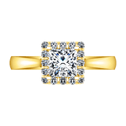 Halo Diamond Princess Cut Engagement Ring Lumiere 14K Yellow Gold
